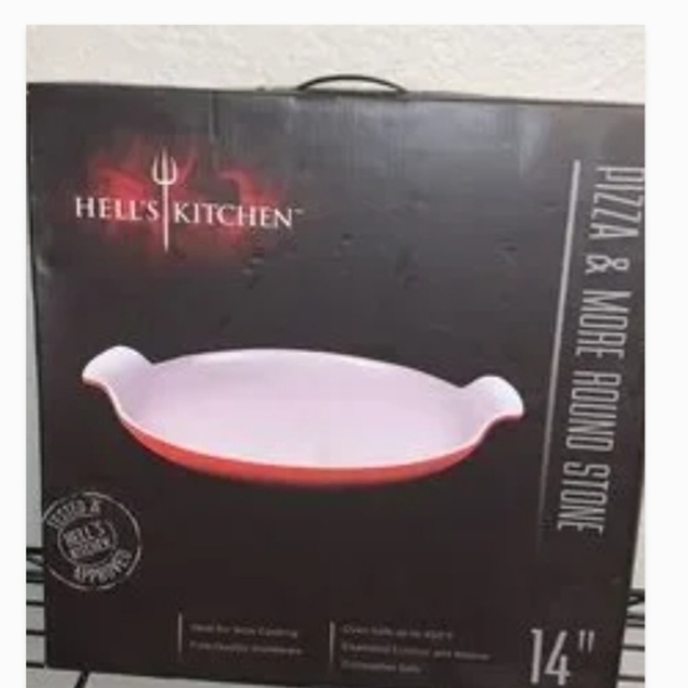 Red Ceramic Round Pizza Stone with Handles